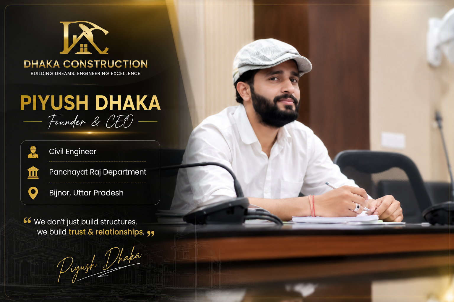 Er. Piyush Dhaka, Founder & CEO of Dhaka Design & Construction